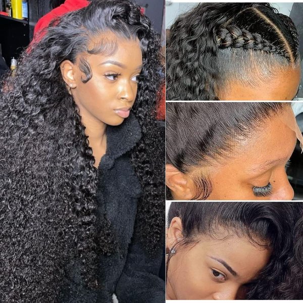ghotool 250% Density 13x6 HD Transparent Curly Lace Front Wig Human Hair Pre Plucked Glueless Kinky Curly Lace Front Wig Human Hair Wigs with Baby Hair For Women(13x6 Lace Front Wig 24 Inch)