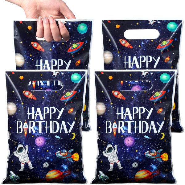 Bokon 50 Pcs Space Party Favor Bags Galaxy Gift Bags Theme Space Goodie Bags Wrap Bags Candy Treat Bags Solar System Planet Present Supplies for Kids Birthday Party Baby Shower Decorations