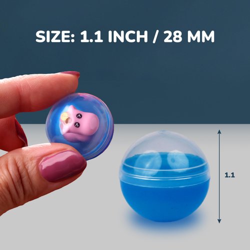 Entervending Vending Machine Capsules - 1.1 Inch Tiny Semi-Translucent Empty Clear-Colored Round Capsules - 250 Pcs Gumball Machine Containers - Plastic Capsules for Toys - Small Colored Containers