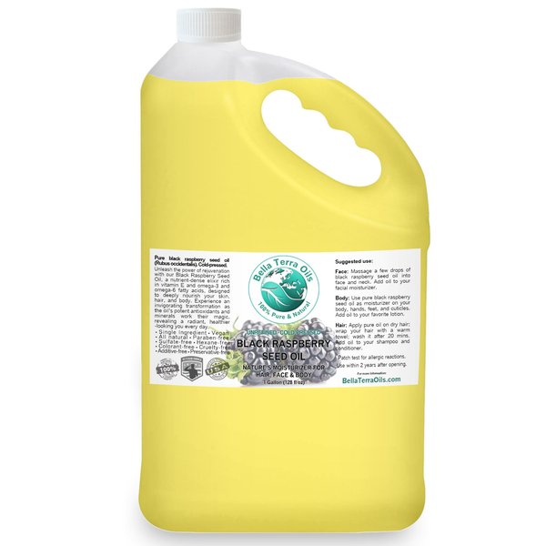 Bella Terra Oils Black Raspberry Seed Oil – 1 gallon, Antioxidant Rich, Radiant Skin – Lightweight and Fast Absorbing