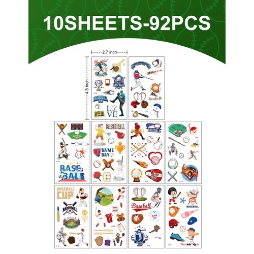 116PCS Baseball Party Favors 92PCS Tattoos 24PCS Slap Bracelets Wristbands, Sports Themed Birthday Party Supplies Decorations Tattoos Stickers Fans Cheerleaders Favors for Activity Prizes Rewards