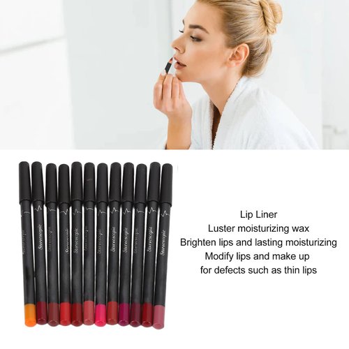ZJchao 12Pcs Lip Liner, Contour Pencil for Girl Women, Waterproof Smooth Soft Smudge Matte Long Lasting Lipstick Makeup Tool Set