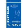 EnviroCare Replacement Vacuum Cleaner Dust Bags made to fit Panasonic Type U / U3 Uprights. 12 Pack