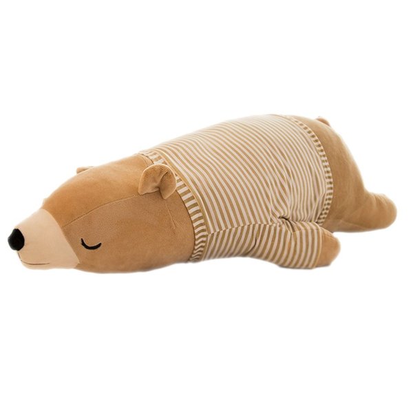 MMTTAO Polar Bear Plush Toy, 14" Brown Sleeping Stuffed Animal, Soft Huggable Doll for Kids & Adults