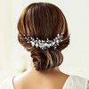 Yokawe Bridal Wedding Hair Comb Silver Crystal Bride Side Combs Flower and Rhinestone Hair Accessories for Women and Girls