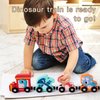 soehso Toddler Toys 11 Magnetic Wooden Train Set for Toddlers Dinosaur Train Montessori Toys for Toddlers, Preschool Learning & Fun and Activities for Kids