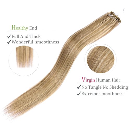 Micro Link Hair Extensions Human Hair 30g 18inch(#18613) Dark Blonde Microlink Hair Extensions Human Hair Microbead Hair Extensions Microlink Hair Extensions Micro Link Hair Extensions For Women