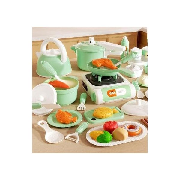 Kitchen Playset Accessories,Play Kitchen Pots and Pans, Play Food Set for Kids, Toddler Cooking Set for Boys and Girls Aged 3 4 5 6