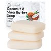 O NATURALS 3-Pack Organic Coconut & Shea Butter Soap Bar 4oz each Set - 100% Vegan Cold Process Bar Soap Scented Premium Essential Handmade Soap - Natural Soap for Men Women, Face, Body