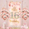 16th Birthday Party Decorations for Girls Rose Gold Happy 16th Birthday Banner with 18pcs 16th Balloons 16th Door Cover Backdrop Set for Girls Boys Birthday Anniversary Party Sign Porch Decor Supplies