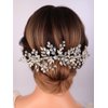 Teyglen Bride Wedding Rhinestone Hair Comb Bridal Crystal Headpiece Silver Crystal Wedding Headband with Comb Handmade Leaf Hair Piece Hair Accessories for Women Girls (Silver)