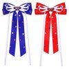 4th of July Accessories Hair Bows for Women Red White and Blue Silky Satin Hair Bows Jeweled American Flag Star USA Hair Bow Clips Fourth of July Patriotic Hair Accessories Outfits Party Favors Gifts