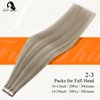 Full Shine Tape in Hair Extensions Human Hair 18 Inch Blonde Remy Human Hair Tape in Extensions Color 18/613 Ash Blonde Highlight with Platinum Blonde Invisible Hair Extensions Tape in 20Pcs 50Grams