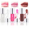BEFIVECOK 3PCS Lip Oil Set, Hydrating Lip Glow Oil Lip Plumper Gloss, Tinted Lip Oils Transparent Long Lasting Non-sticky Lip Gloss, Plumping Lip Gloss Lip Care Kit (Clear & Raspberry & Mahogany)