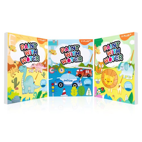 YPLUS Paint with Water Books for Toddlers, Watercolor Painting Paper for Kids Ages 1-3, 2-4, Art Craft Gift for Drawing with Brush (3 Themes)