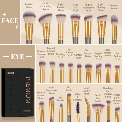 MAANGE Makeup Brushes, 25pcs Makeup Brush Set Premium Synthetic Concealer Blush Foundation Eyeshadow Brush Professional Make up Brushes with Gift Box(Black)
