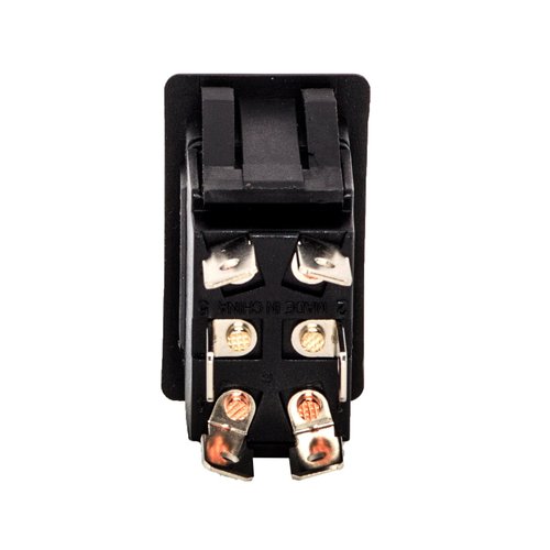 NSI 77060RQ Rocker Switch, On Off-On Circuit Function, DPDT, 20/10 amps at 125/250 VAC, 0.75" Width, 1.348" Height, 0.762" Depth, Black