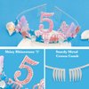 Didder 5th Mermaid Theme Birthday Party Sash and Crown Outfit for Little Girls Ocean Themed Birthday Party Decorations for Girls