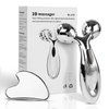 Stainless Steel Gua Sha and Face Roller Set, Gua Sha Facial Tool, Face Massager for Face Sculpting, Metal Gua Sha Face Roller Skin Care, Facial Massager for Women