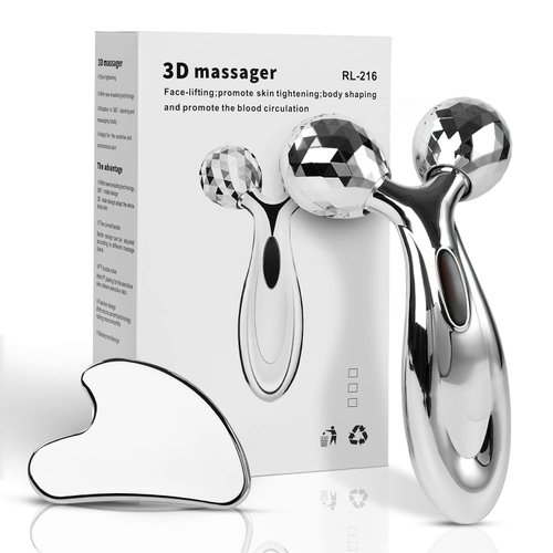 Stainless Steel Gua Sha and Face Roller Set, Gua Sha Facial Tool, Face Massager for Face Sculpting, Metal Gua Sha Face Roller Skin Care, Facial Massager for Women