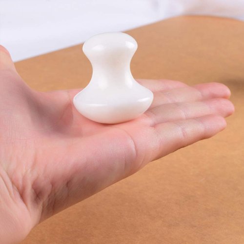 Uonlytech 2Pcs Gua Sha Facial Tools, White Jade Quartz Mushroom Face Massage Gua Sha Rollers Stones Scraping Massage Tool for Women Home Spa
