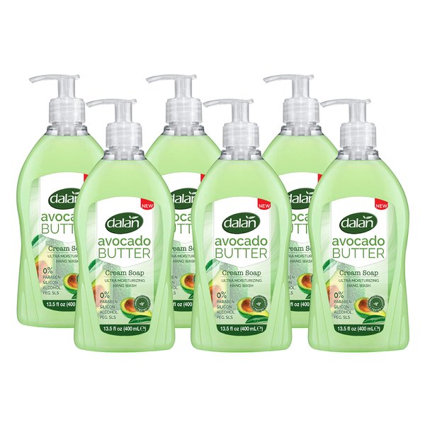 Dalan Avocado Butter Cream Ultra Moisturizing Liquid Hand Soap for Dry and Fresh Hands Feeling Clean and Soft (13.5 Fl Oz / 400 mL (Pack of 6))