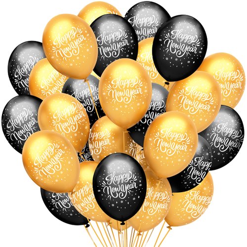 KatchOn, Huge Happy New Year Balloons Set - Pack of 50 | Happy New Year Latex Balloons, New Years Eve Party Supplies 2025 | New Years Eve Party Balloons 2025, NYE Decorations | 2025 New Years DÈcor