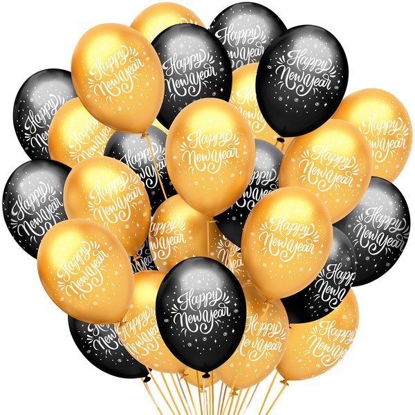 KatchOn, Huge Happy New Year Balloons Set - Pack of 50 | Happy New Year Latex Balloons, New Years Eve Party Supplies 2025 | New Years Eve Party Balloons 2025, NYE Decorations | 2025 New Years DÈcor