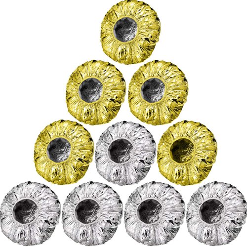12 Pieces Deep Conditioning Caps Aluminum Foil Reusable Hair Processing Caps Hair Coloring Shower Caps for Home Salon Use (Golden, Silvery, 12 Inch)