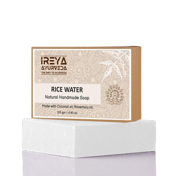 Ireya Ayurveda Rice Water Soap Rosemary and Coconut Oil Handmade Soap, Rice Water Soap - Rice Water, Coconut Oil, Rosemary Oil, Natural, Vegan, Moisturizing Soap, Great for Face and Body