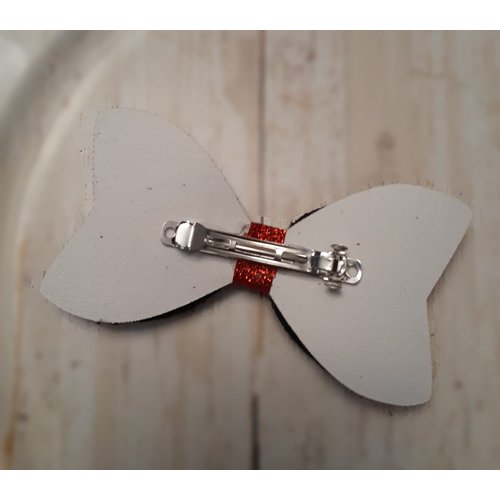 Black & Red Hair Bow Barrette - Faux Leather - Dripping Blood Design with Red Glitter 4 1/2 inches long