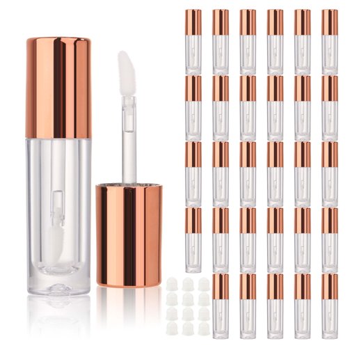 COSIDEA 30pcs 2.5ml Round Rose gold empty lip gloss tubes bulk with wand lipgloss bottle containers wholesale