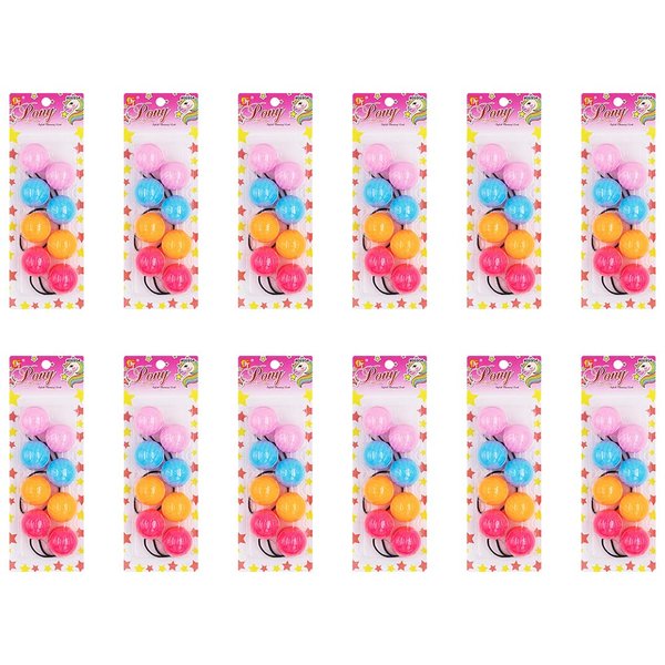 Hair Ties Ball Bubble Ponytail Holders Knockers Colorful Elastic Accessories for Kids Children Girls Women All Ages (40mm Light Pink/Sky Blue/Orange/Hot Pink - 48 Pcs)