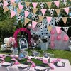 32Ft Western Cowgirl Party Decorations Burlap Pink Cow Triangle Flag Fabric Banner Pennant Garland Streamer for Western Cowgirls Birthday Baby Shower Derby Day Farm Animals Wild Party Decor Supplies