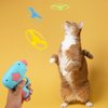 AIEX Flying Disc Launcher Cat Toy Launcher with 6pcs Flying Discs 2pcs Luminous Spinning Tops, Helicopter Cat Fetch Toy Dog/Cat Interactive Toys for Training, Chasing, Playing