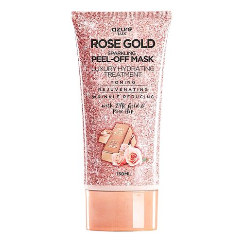 AZURE Rose Gold Hydrating Peel Off Face Mask- Dermatologist Tested - Anti Aging, Toning & Rejuvenating - Removes Blackheads, Dirt & Oils - Real 24K Gold & Rose Hip Oil - 5.07 fl.oz.