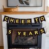 CHEERS TO 5 YEARS Banner, Pre-Strung, Black Gold 5th Birthday and Anniversary Party Decorations, Happy 5th Birthday Banner, Five Anniversary Party Banner, 5 Year Old Blessed & Loved Banner
