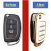 TAPAYICA for Hyundai Key Fob Cover Folding Key Fob Shell with Keychain Fit for Hyundai Santa Fe Sport Sonata Tucson (White-B)
