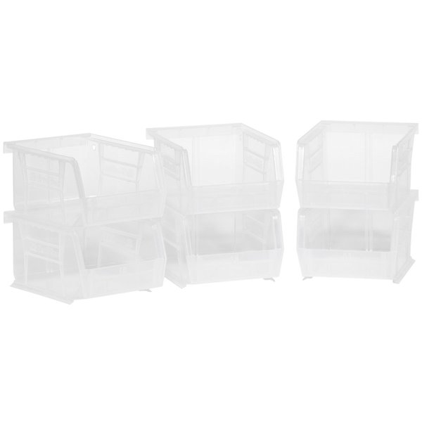 Akro-Mils 08212SCLAR 30210 AkroBins Plastic Hanging Stackable Storage Organizer Bin, 5-Inch x 4-Inch x 3-Inch, Clear, 6-Pack