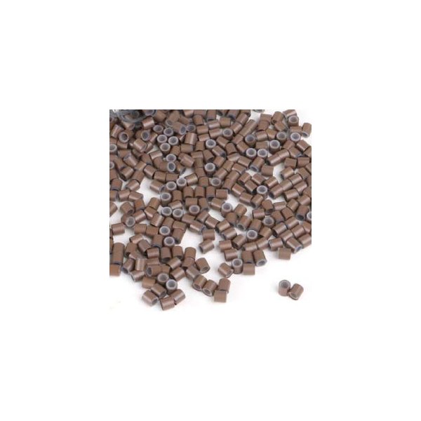 Prolinks- 500 pcs Premium Silicone Lined Copper Micro Rings Beads Tubes For I-Tip Hair Extensions (Brown- 4 mm)