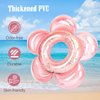 HeySplash Inflatable Swim Rings with Glitter, Flower Shaped Summer Swimming Pool Float Loungers Tube Ring Floatie, Water Fun Beach Party Toys for Kids - Rose Gold