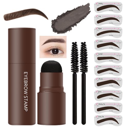 LXZJJM Eyebrow Stamp Stencil Kit,Long-lasting,Natural and Smooth Texture,Includes 10 Brow Shapes & Stamps,Reusable eyebrow stencils (black)