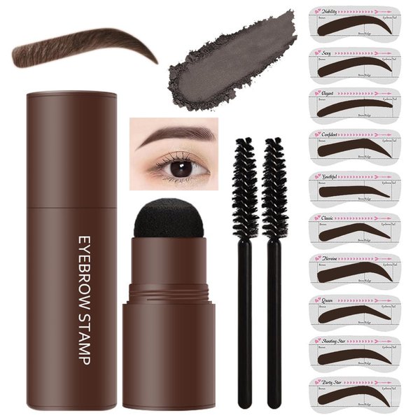 LXZJJM Eyebrow Stamp Stencil Kit,Long-lasting,Natural and Smooth Texture,Includes 10 Brow Shapes & Stamps,Reusable eyebrow stencils (black)