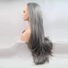 xiweiya Grey Wig Long Ash Grey Wig Nature Wave Hair Middle Part Synthetic Lace Front Wigs For Women 24 inch
