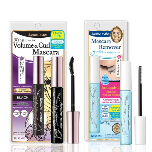 Heroine Make by Kissme Combo Set, Volumizing Mascara Super Waterproof, Black + Speedy Mascara Remover from Japan