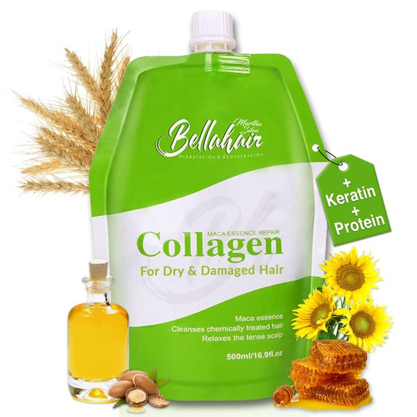 Hydrating Collagen Hair Mask for Dry Damaged Hair and Growth with Hydrolyzed Keratin, Protein, SheaButter, Argon Oil & Botanical Extracts - Deep Repairs, Smooths & Strengthens All Hair-17Oz