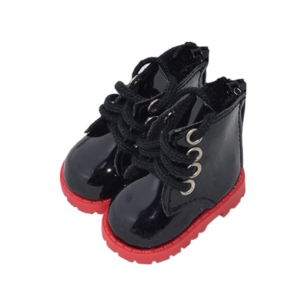 niannyyhouse 20cm Plush Doll Leather Shoes Length 5.4cm 8in Doll Accessories (Black-2)