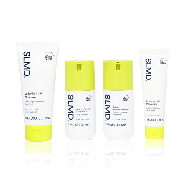 SLMD Skincare by Dr. Pimple Popper - 30-Day Acne System - 4-pc Kit - 3 Steps, 2x per Day Full Routine to Treat and Prevent All Stages of Acne