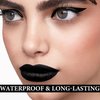2Pcs Matte Lipstick and Lipliner Set,Velvet Liquid Lipgloss Set Non-Stick Cup Black Lip Gloss Lip Liner,High Pigmented Black Lipstick Long Lasting Waterproof Lip Stain Set for Women Halloween Goth Mak