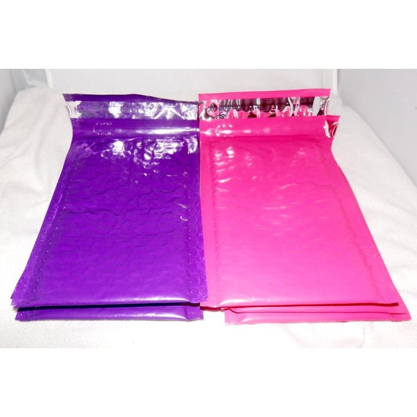 50 -4x8" HOT Pink & Purple Bubble Mailers